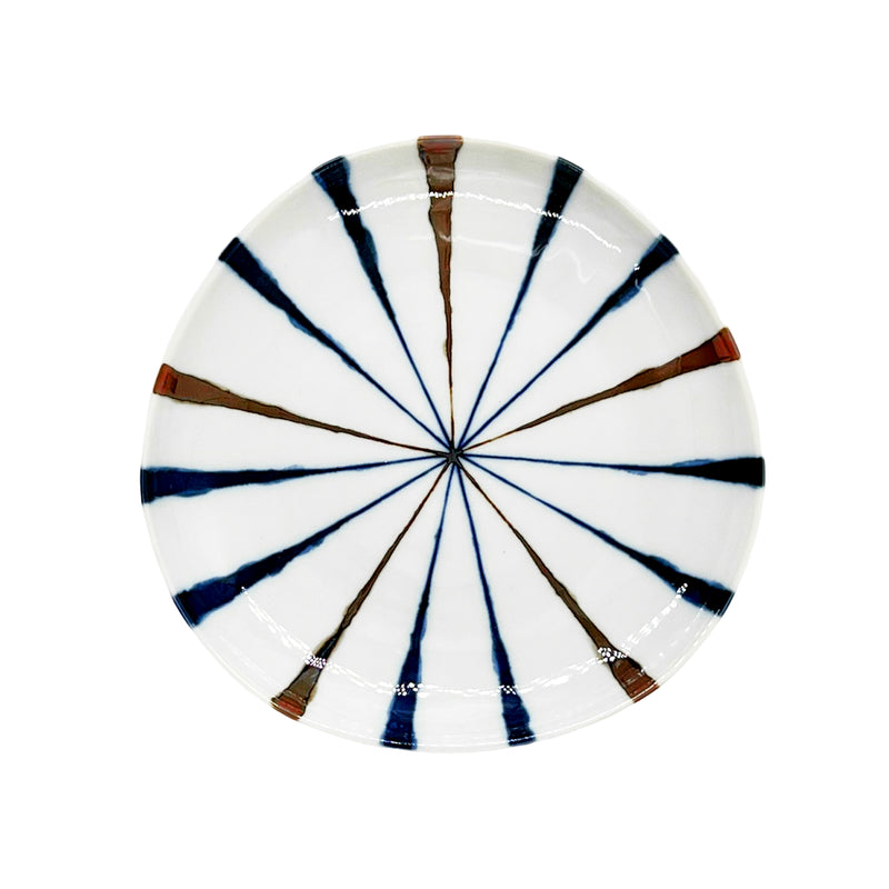 Japanese Ceramic Side Plate 16.5cm Due Stripes
