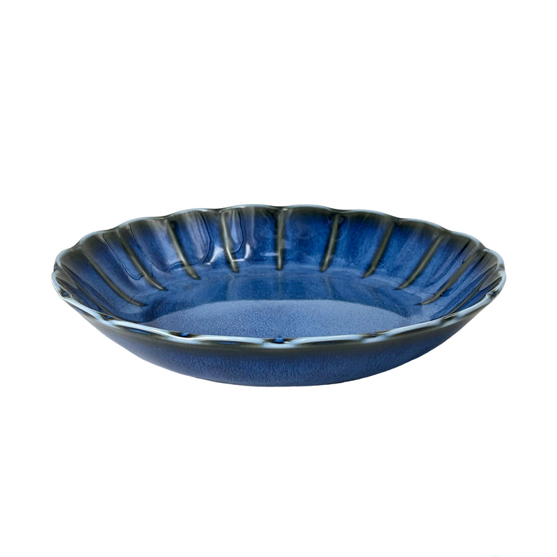 Japanese Handmade Serving Plate 22cm Blue Glaze