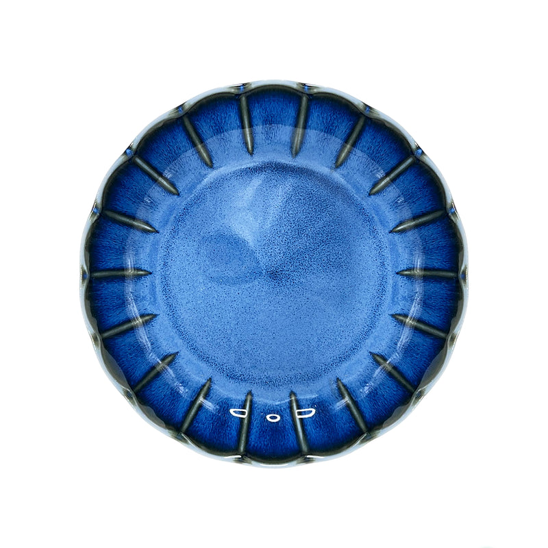 Japanese Handmade Serving Plate 22cm Blue Glaze