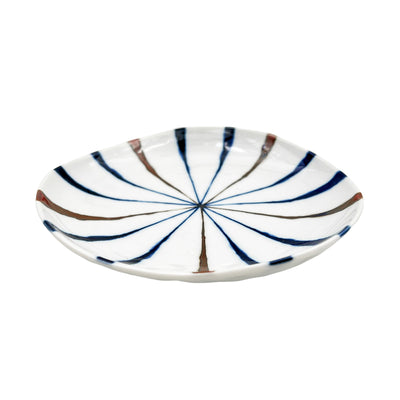 Japanese Ceramic Side Plate 16.5cm Due Stripes